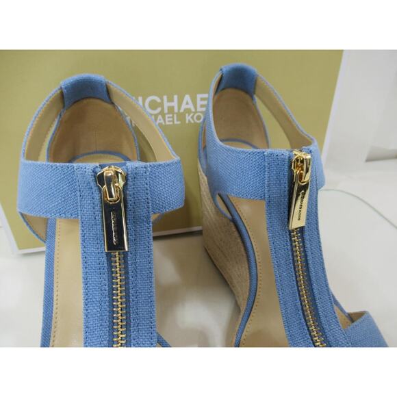 Michael Kors Berkley Mid Platform Wedge Sandals Espadrille French blue Size 9.5 - Picture 5 of 7